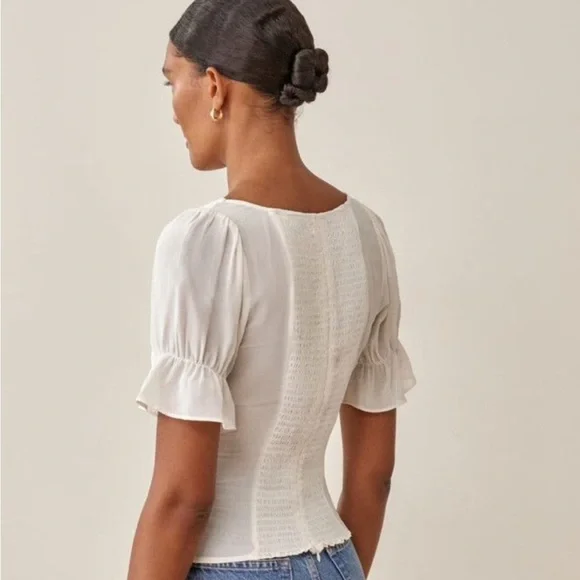 Reformation Delevan Top in Gossamer - Picture 2 of 11